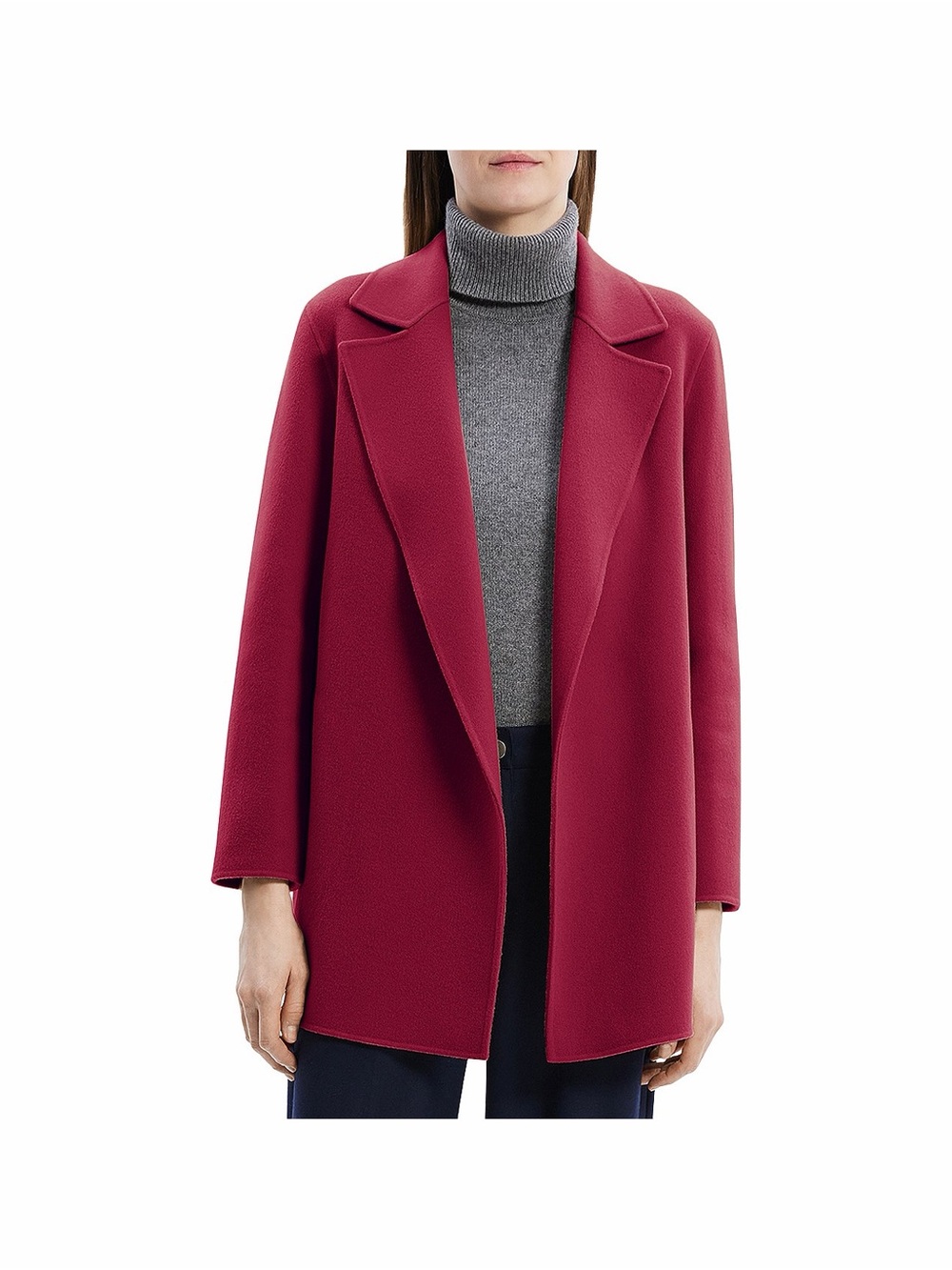 Theory Clairene Double-Faced Wool-Cashmere Raspberry Fuchsia Pink Jacket | Small